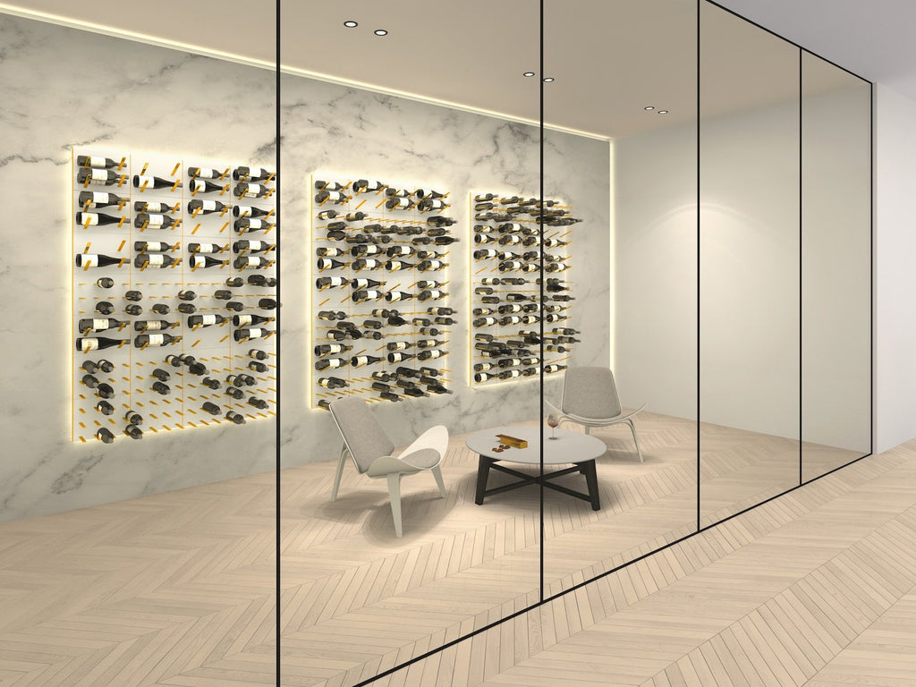 label-out wine rack - white & gold