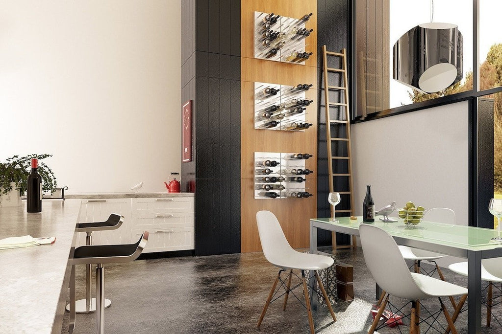 højglans hvid i køkken - vinreol