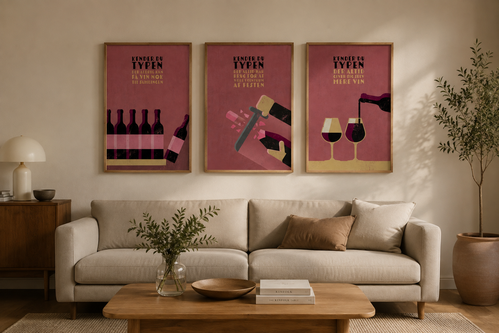 NEU Vin Plakater - 3 x plakater - Sjove Vin plakater, Kender du typen!