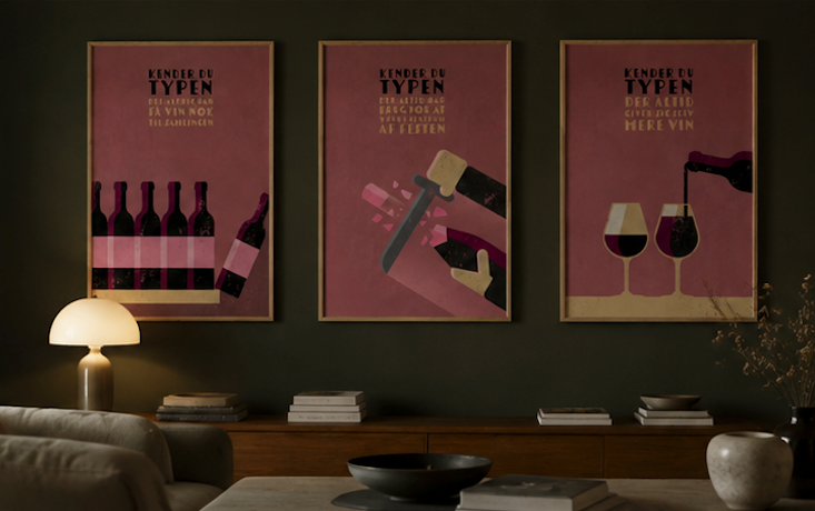 NEU Vin Plakater - 3 x plakater - Sjove Vin plakater, Kender du typen!