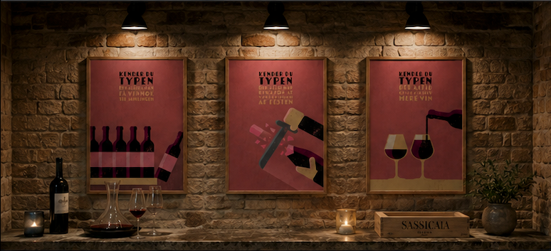 NEU Vin Plakater - 3 x plakater - Sjove Vin plakater, Kender du typen!