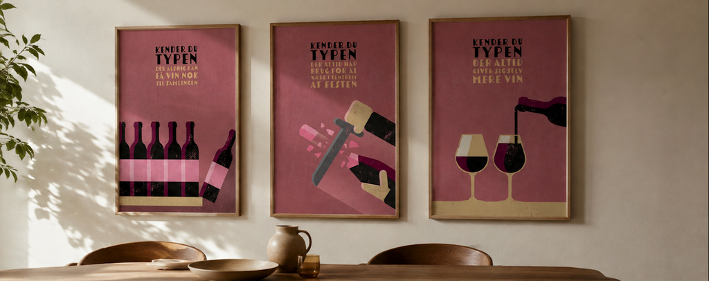 NEU Vin Plakater - 3 x plakater - Sjove Vin plakater, Kender du typen!