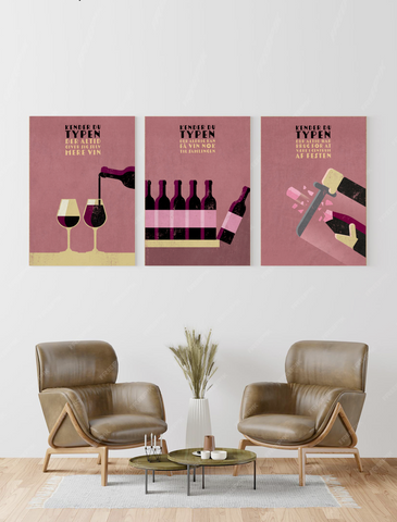 NEU Vin Plakater - 3 x plakater - Sjove Vin plakater, Kender du typen!